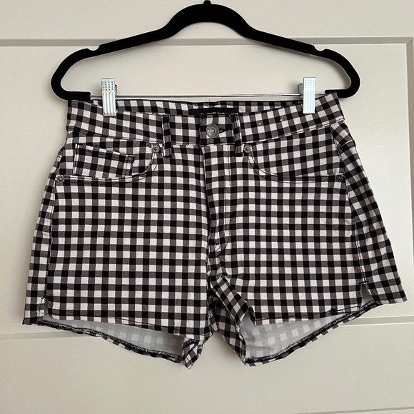 Gingham Print High Rise Shortie Shorts - NWOT - Picture 1 of 6